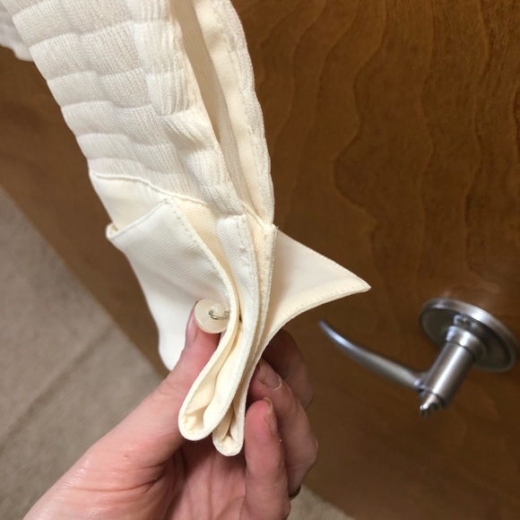 Vintage Cream Sheer Blouse with Pearl Buttons - Picture 7 of 10